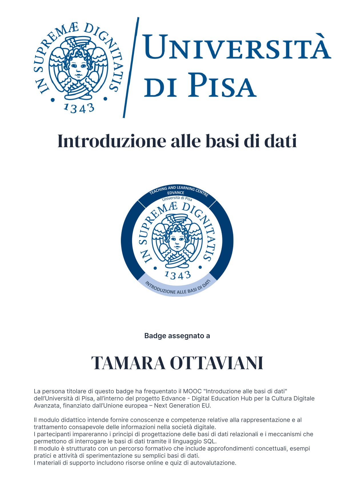 Anteprima Badge Introduzione Basi di Dati